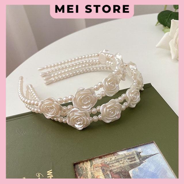 Cài Tóc Đính Đá Hoa Hồng Xinh Xắn