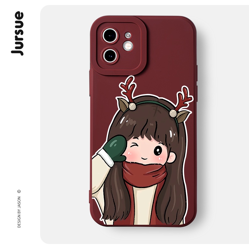 Ốp điện thoại JURSUE hoạt hình cặp đôi dễ thương đẹp Cho iPhone 14 13 12 11 Pro Max SE 2020 X XR XS 8 7 ip 6S 6 Plus kute XYH872
