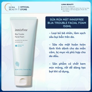 Sửa Rửa Mặt Hạt Nhục Đậu Khấu Innisfree Bija Trouble Facial Foam 150ml