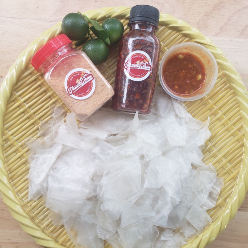300g Bánh Tráng Phơi Sương Rìa kèm Muối nhuyễn + sate + tắc