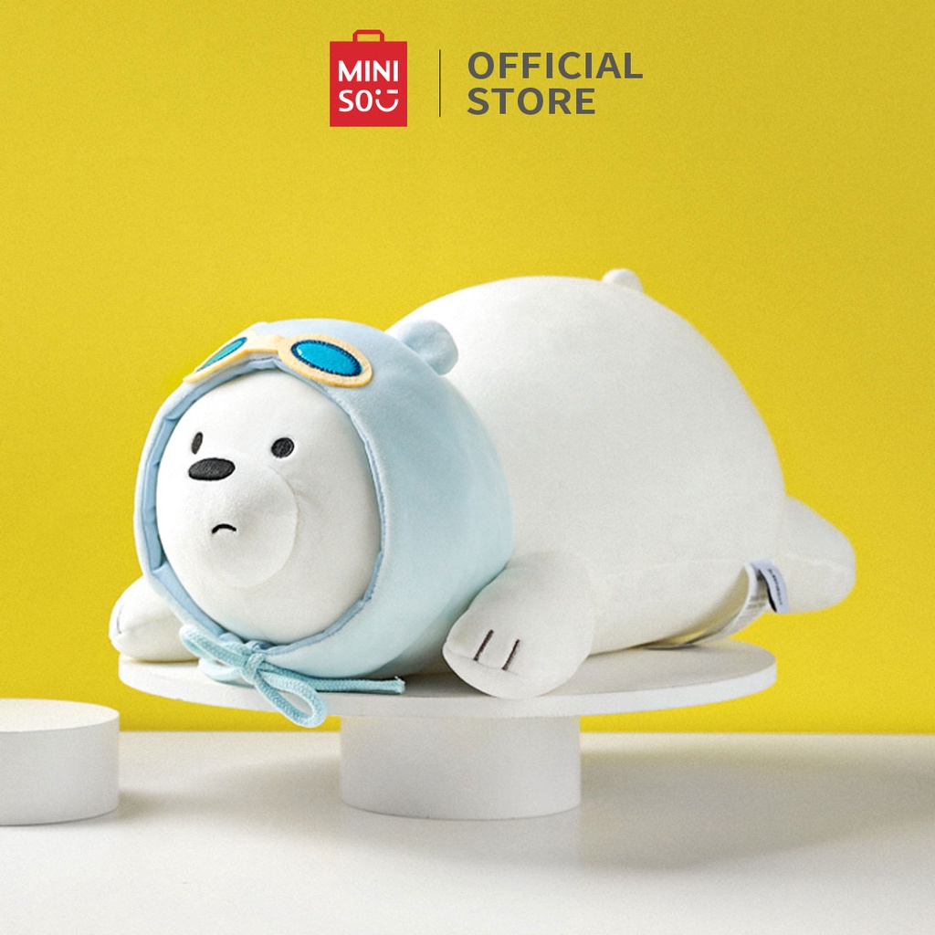 Gấu Bông MINISO  We Bare Bears Thú BôNg Len Nằm Sấp Đội Nón Dễ Thương Thú BôNg Mềm Mại Quà Sinh Nhật