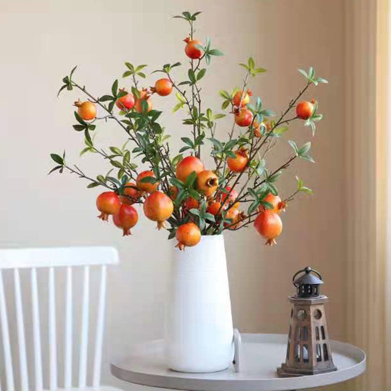 (ĐẸP NHƯ THẬT) cành lựu đỏ, xanh, cam Cành hồng tài lộc trang trí nhà cửa. cây giả decor shop, phụ kiện trang trí