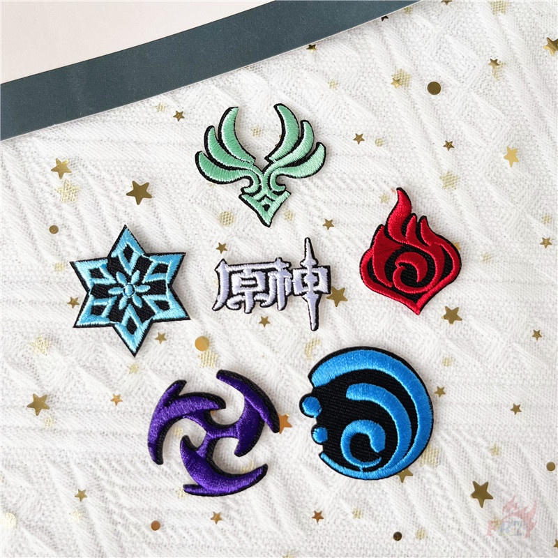 ♥ Sticker Ủi Thêu Hình Game Phiêu Lưu ♥ 1 Miếng Dán Ủi Quần Áo Hình Bảy Nguyên Tố