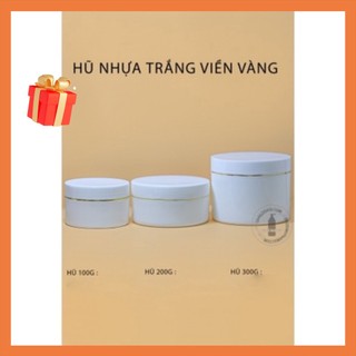 HŨ NHỰA TRẮNG VIỀN VÀNG