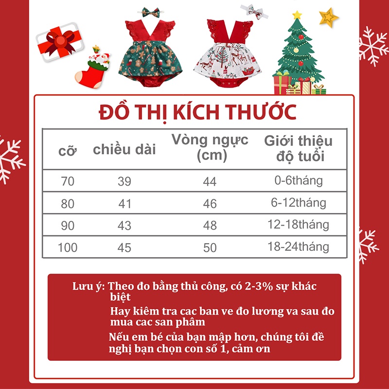 BCBL Đầm liền quần tay ngắn phối ren có băng đô phong cách Giáng Sinh xinh xắn dành cho bé gái