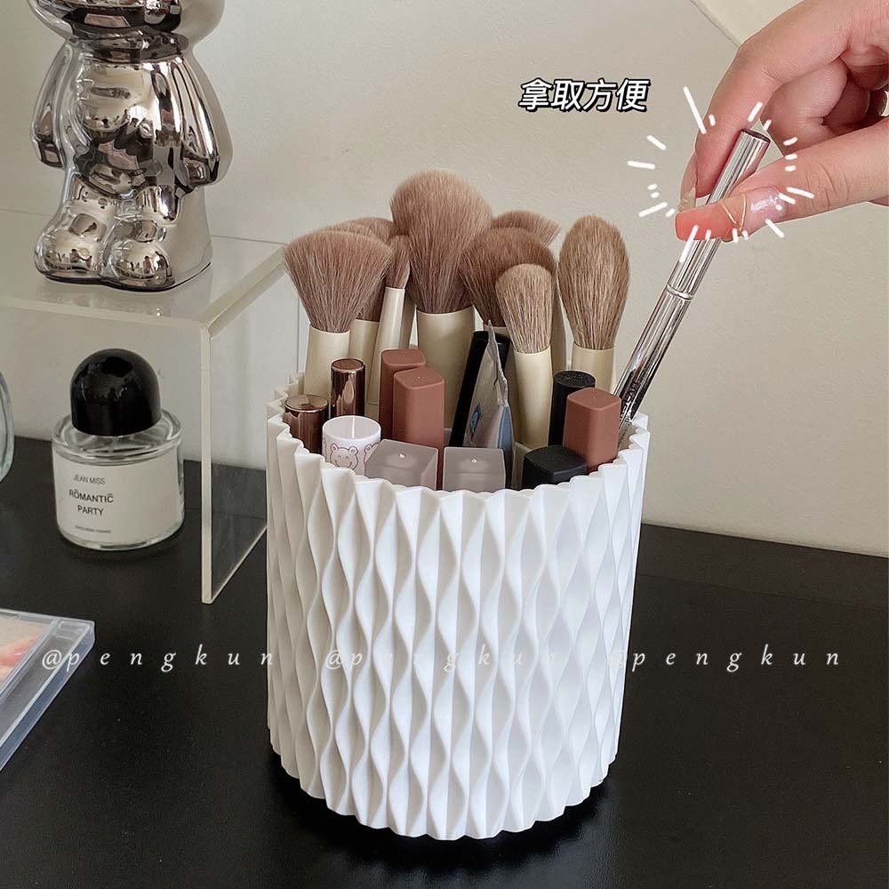 Xô Đựng Cọ Trang Điểm / Bút Trang Điểm Sức Chứa Lớn Màu Trắng Kiểu Xoay Được Đơn Giản