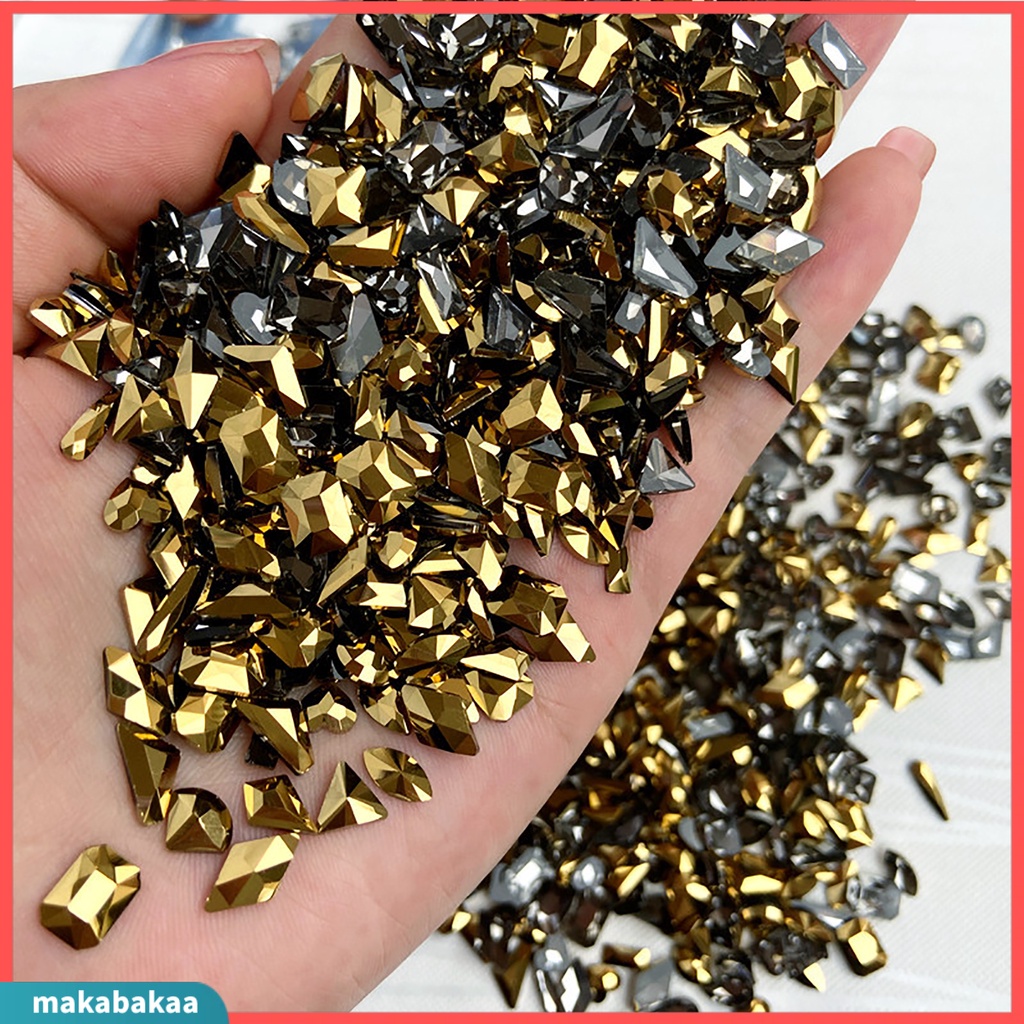 Túi 50 hạt đá quý nhân tạo hình học 3D lấp lánh trang trí móng tay