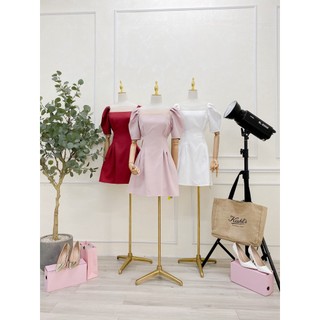 Đầm cổ vuông phối lưới tầng, Céci Store
