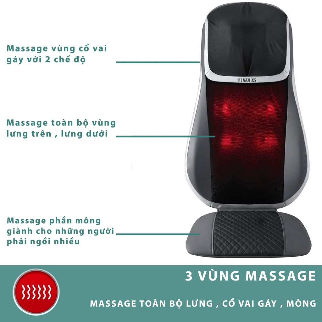 Đệm massage hồng ngoại 3D Shiatsu TruTouch HoMedics MCS-847HJ HT Beauty massage trị liệu vùng lưng vai gáy