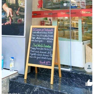 bảng đen menu khung gỗ tự nhiên 60 x 100 hai mặt