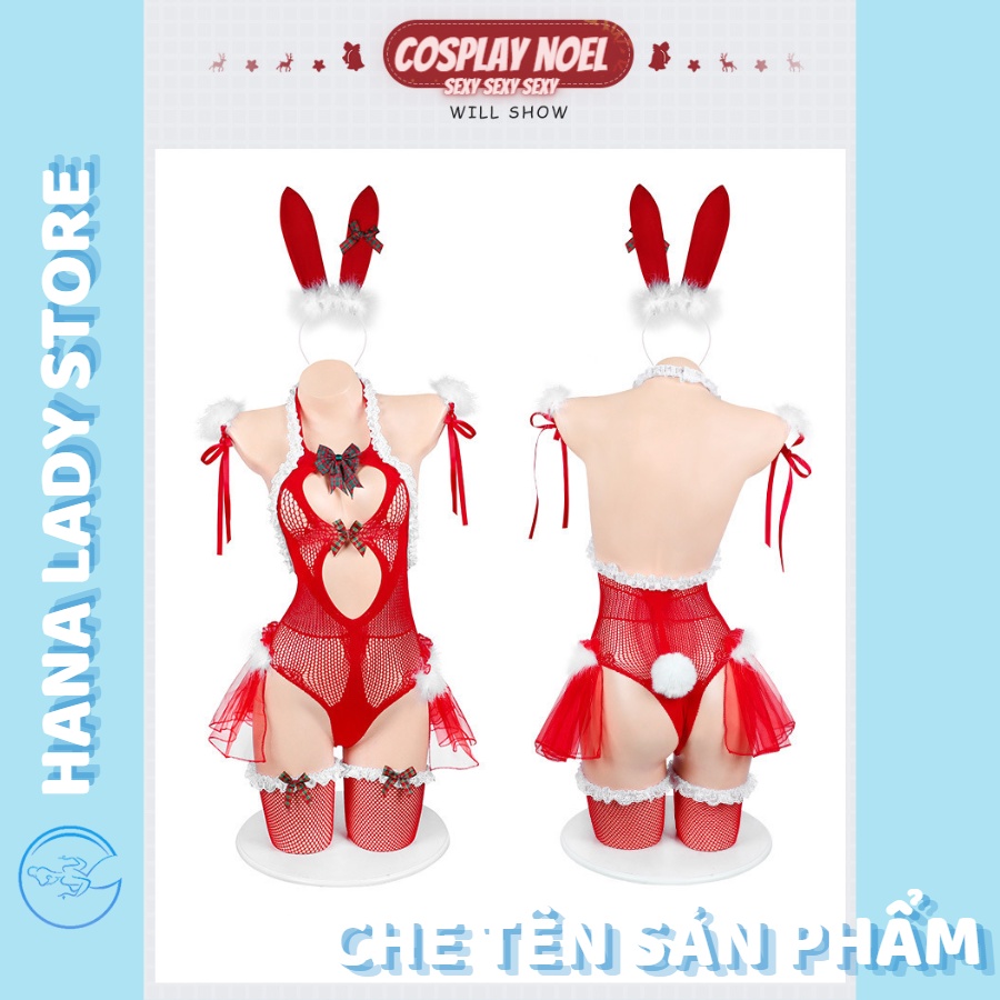 Cosplay sexy noel, cosplay gợi cảm mùa noel đồ ngủ nữ liền thân sexy ren thun co giãn mềm mịn Hanaladysore C289