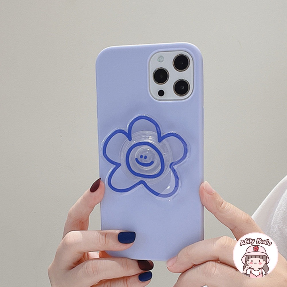 Ốp Điện Thoại TPU Mềm Họa Tiết Hoa / Mặt Cười + Giá Đỡ Chống Mồ Hôi Cho IPhone 14 Pro Max 11 7Plus 13 12 11 Pro Max X XS