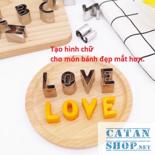 Bộ 26 Khuôn cắt bánh Cookie hình chữ, khuôn tạo hình bánh Cookie kiểu dáng đáng yêu, xinh xắn.