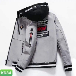 Mã Số AKD34 Áo Gió Nam màu xám phối mũ đen chất liệu dù gió 2 lớp cao cấp chuẩn dáng from đủ size cho nam