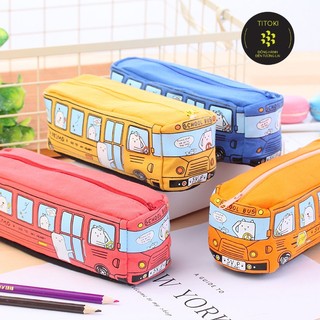 Bóp viết xe bus dễ thương, chất liệu vải Canvas, vải Bố mã 01
