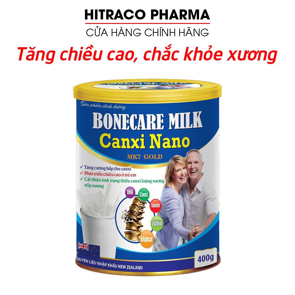 Sữa bột BONECARE MILK giúp tăng cường hấp thụ canxi, phát triển chiều cao ở trẻ - Ống 400g (Boncare Milk Canxi Nano MK7)