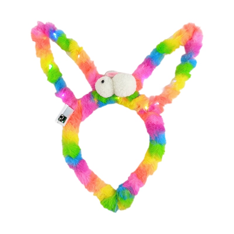 Băng Đô Tai Thỏ Phát Sáng Màu Sắc Cầu Vồng Ngọt Ngào Dành Cho Nữ