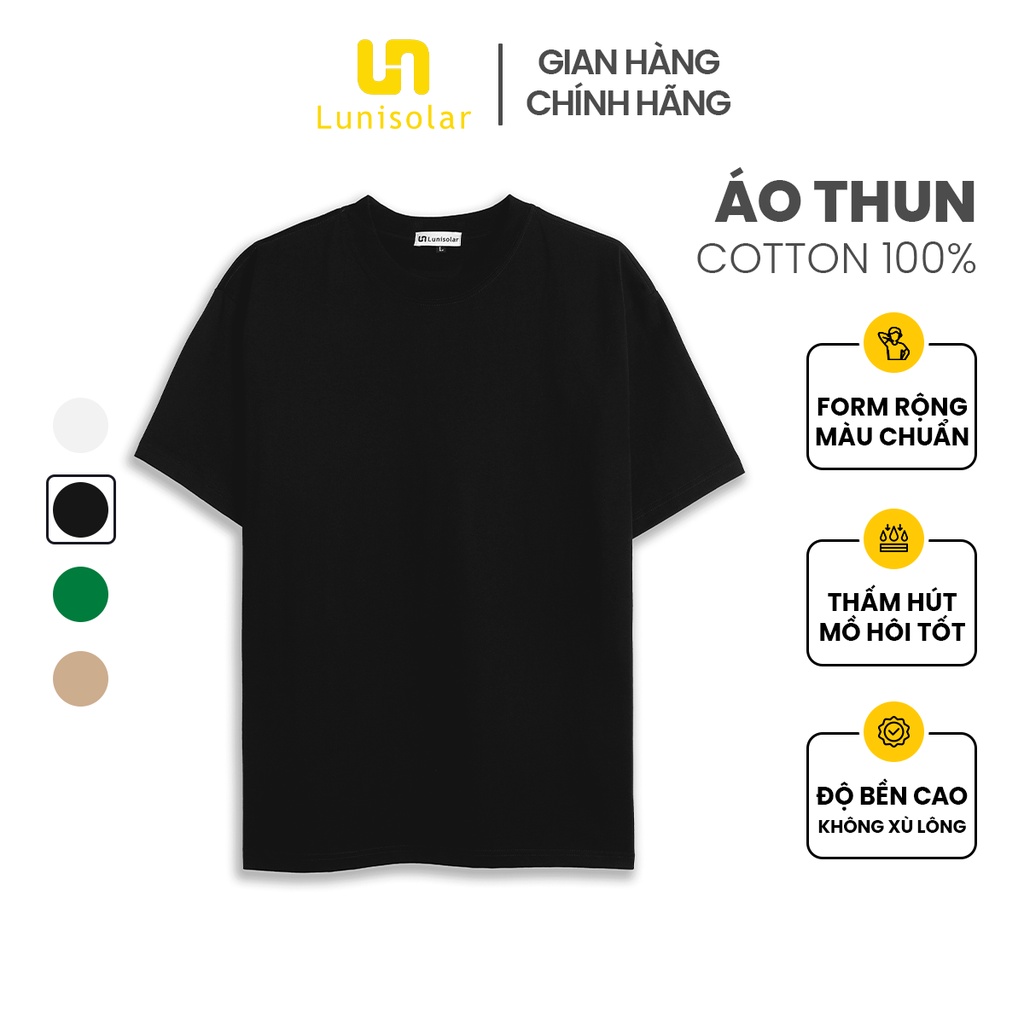 Áo Thun Trơn Tay Lỡ Lunisolar Cotton Cao Cấp 100% (Form Rộng) Nhiều Màu