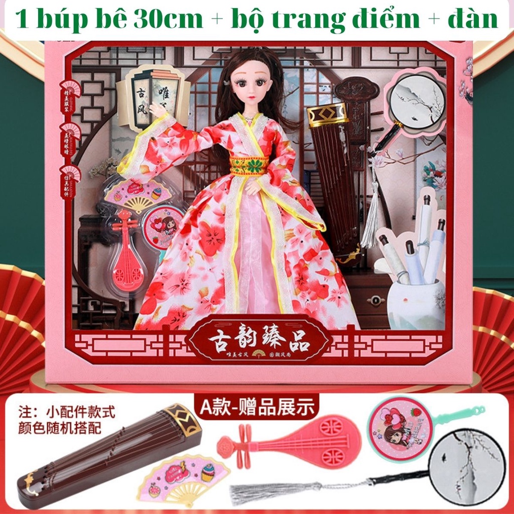 Bộ trang điểm búp bê Barbie,công chúa Elsa nữ hoàng băng giá gồm váy và hộp trang điểm