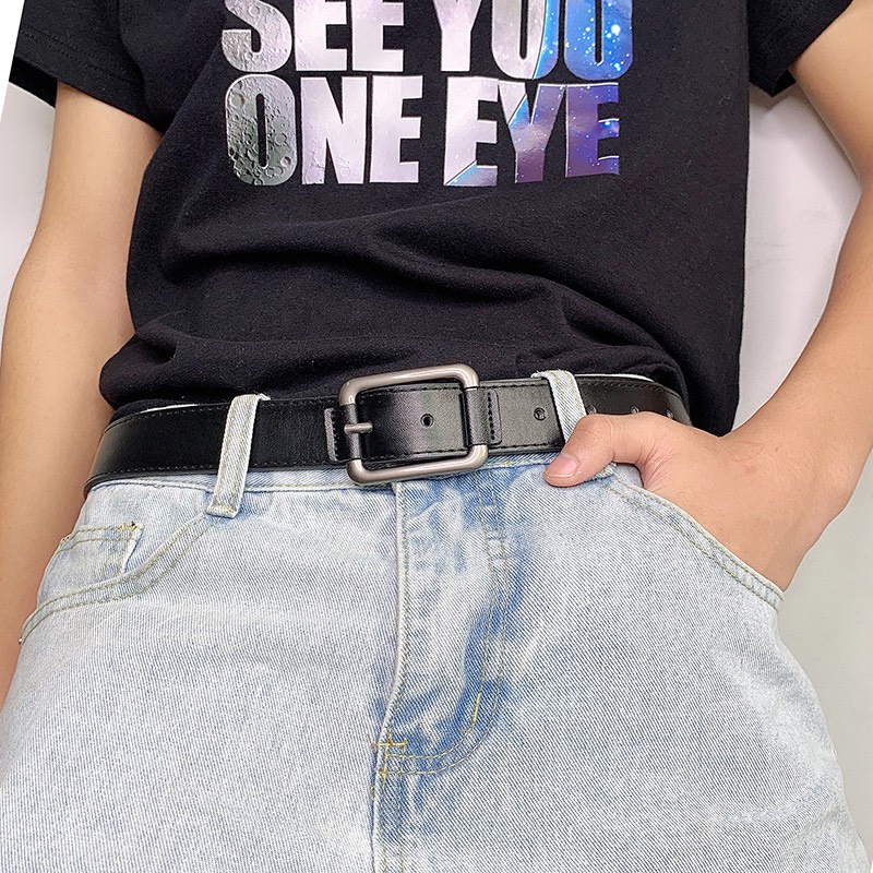 Thắt Lưng Nam Nữ DG Mặt Vuông  Màu Đen Đẹp Cao Cấp - Dây Lưng Nam Nữ Unisex Mặt Kim Loại  Da PU Hàn Quốc - DG