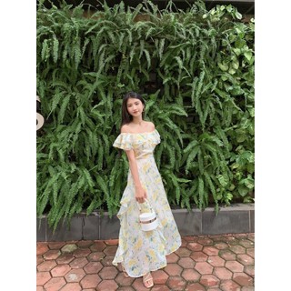 E06- Đầm Voan Xanh Dài