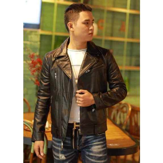Áo Da Bò Nam Cao Cấp Dáng Biker - Bảo Hành 10 Năm