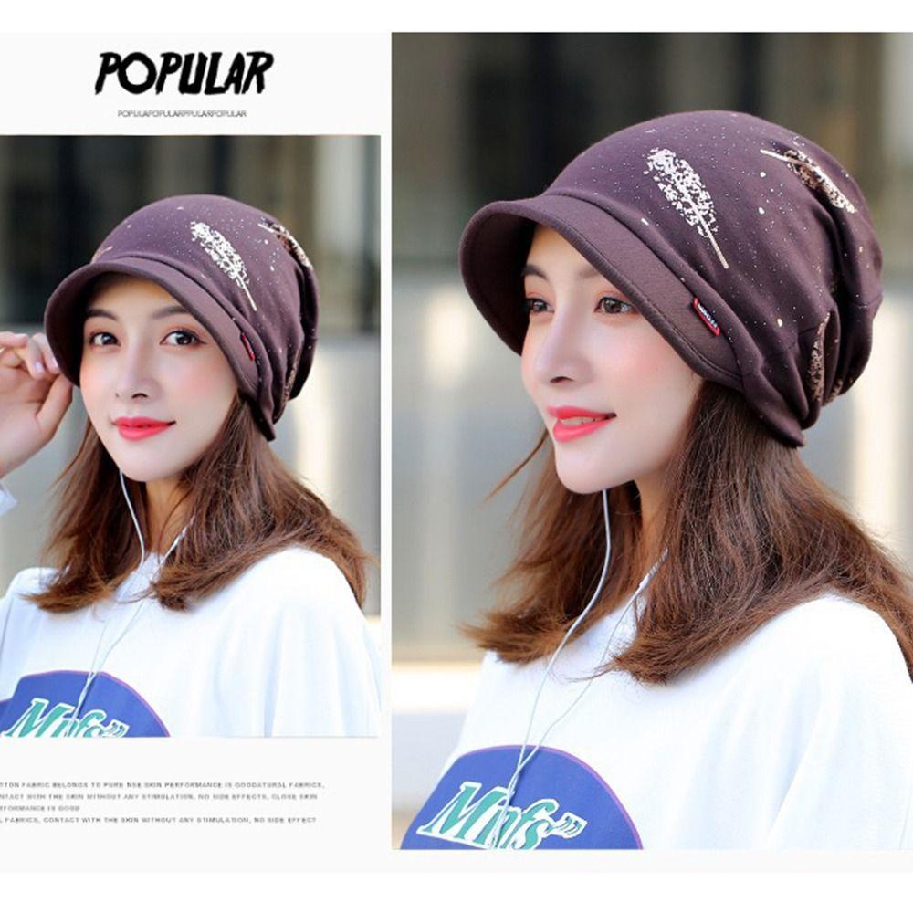 Mũ Yếm VANES1 In Họa Tiết Chiếc Lá Mạ Vàng Thời Trang Thu Đông Hàn Quốc Cho Nữ