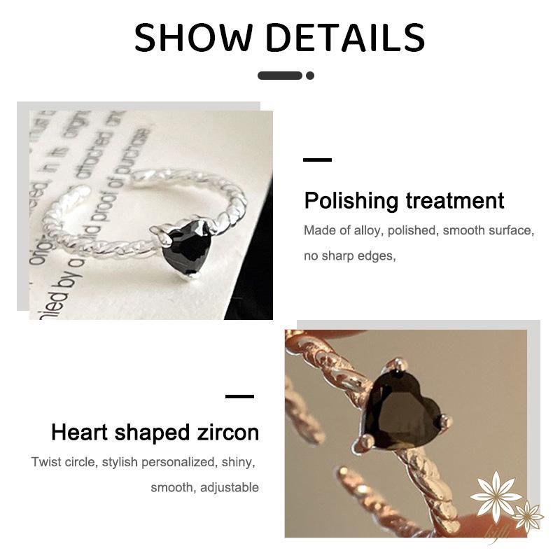 Nhẫn Thiết Kế Xoắn Hình Trái Tim Đính Đá Zircon Sang Trọng Thời Trang Cá Tính Dành Cho Nữ