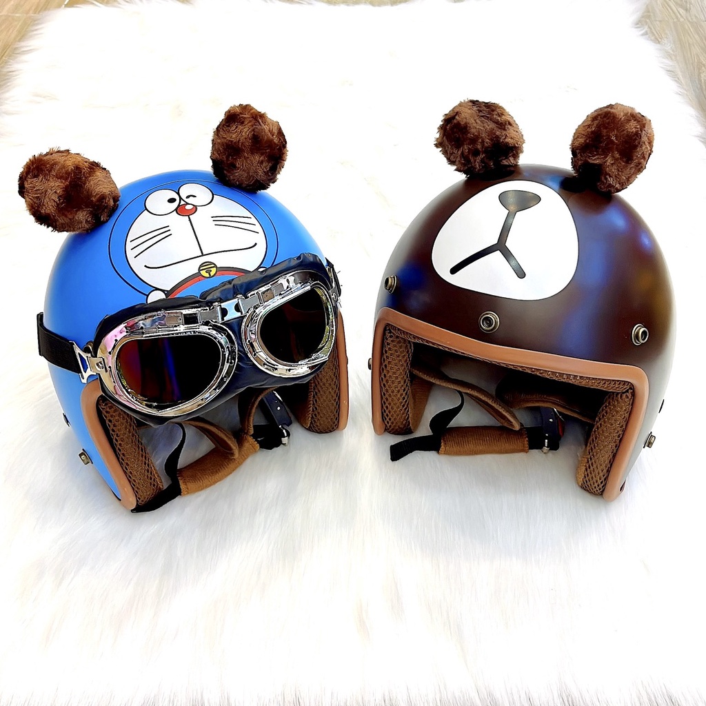 Mũ Bảo Hiểm 3/4 PIKACHU và GẤU NÂU Người Lớn