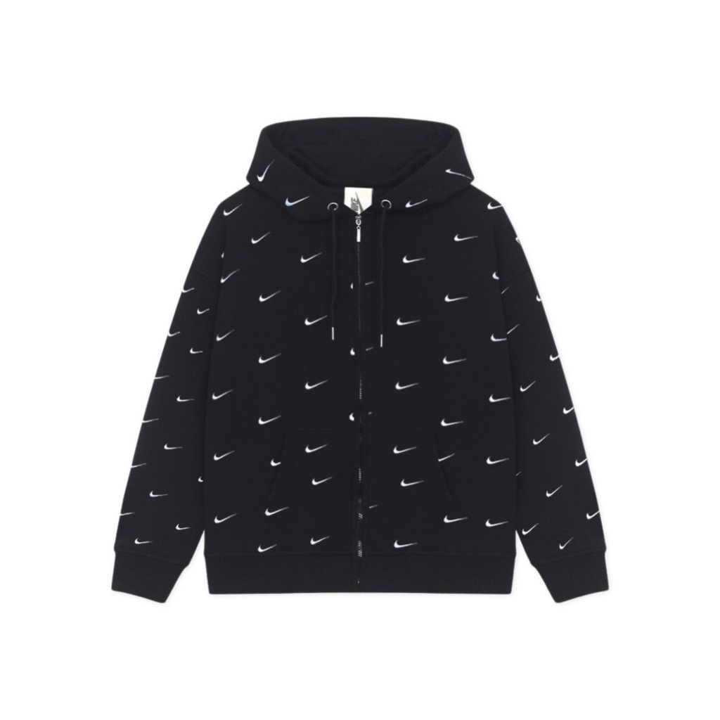 Áo hoodie khóa kéo Swoosh Logo Thêu Nổi Cao cấp Vải Nỉ Bông