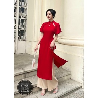 Bigsize hiếu hiếu ( set áo dài cổ giọt nước thiết kế kèm quần 55-100kg )