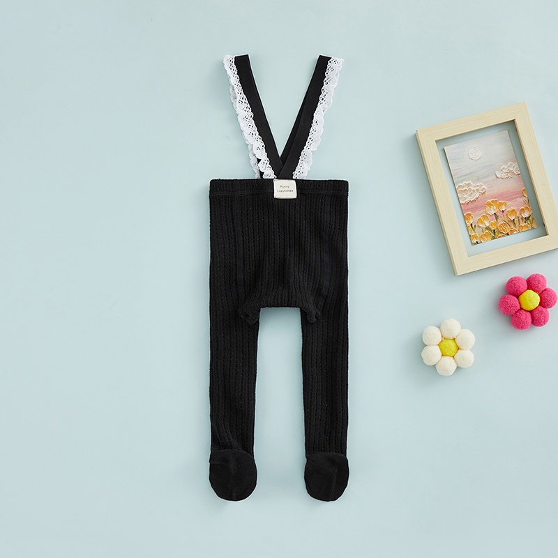 Aqq-quần Tất Dệt Kim Eo Cao Phối Ren Trơn Cho Bé Gái