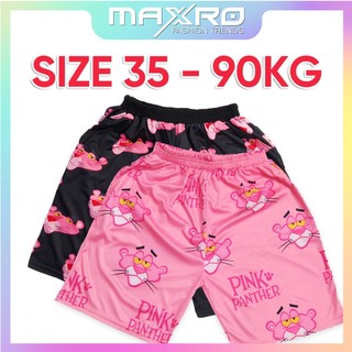 Quần đùi hoạt hình báo hồng form rộng unisex
