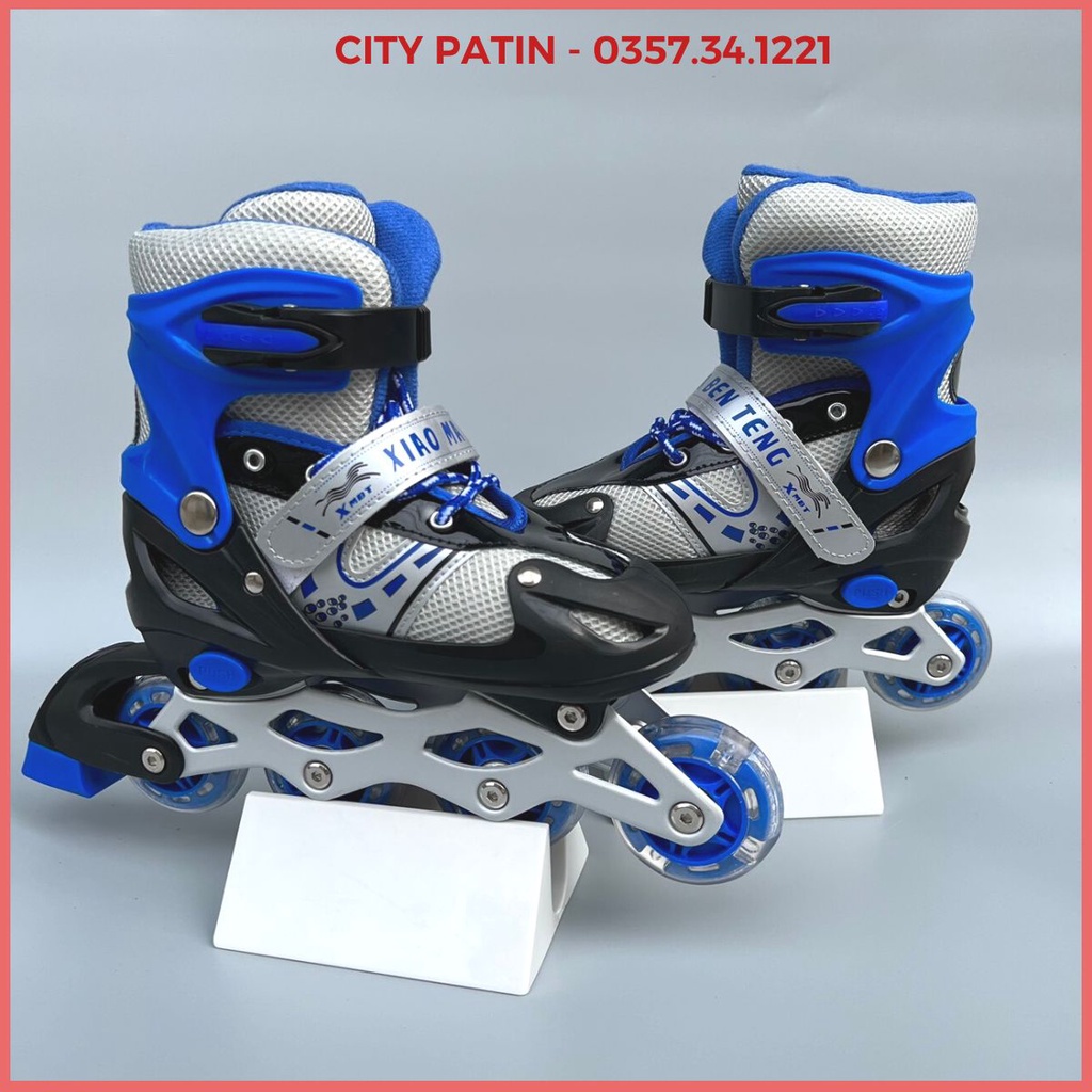 Giày trượt patin trẻ em, Patin bear cho trẻ có bánh đầu sáng đèn, Giày điều chỉnh tăng giảm được size