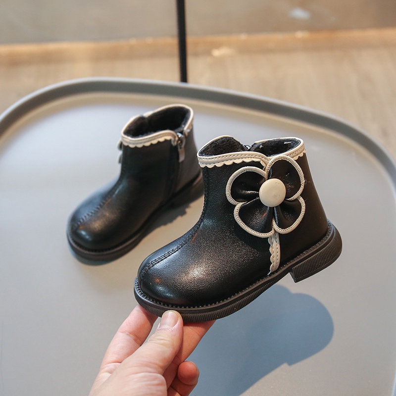 Vintage Dễ Thương Bé Gái Da Mềm Hoa Martin Giày Ngắn Dây Kéo Chống Trơn Trượt Sof0 Tuổi