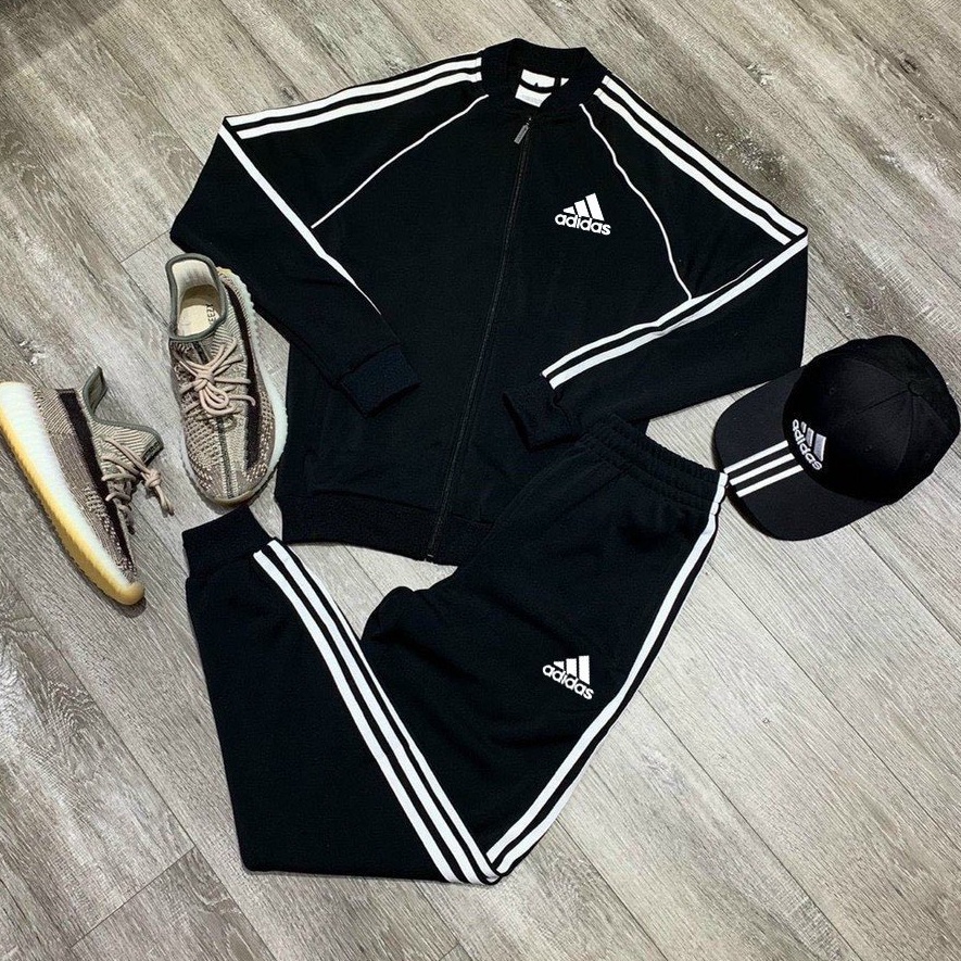 Quần áo thể thao nam nữ adidas thu đông cao cấp, bộ thể thao nam cổ bomber 3 màu cơ bản từ 45kg-85kg