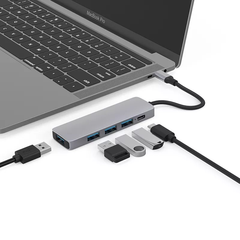 Hub Wiwu Alpha 5 in 1 A541BC tốc độ truyền tải dữ liệu cao với cổng USB 3.0, SẠC NHANH PD TYPE-C 3.0 - Hàng chính hãng