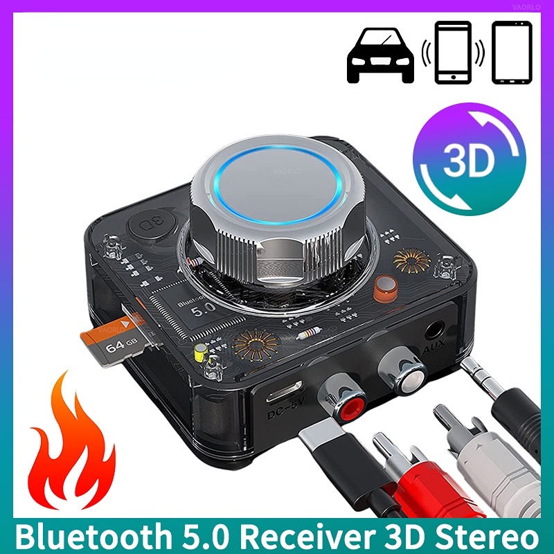 Thiết Bị Nhận Tín Hiệu Âm Thanh Bluetooth 5.0 Không Dây 3D TF R / L RCA 3.5mm AUX Dùng Trong Xe Hơi