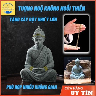 Tượng Tôn Ngộ Không Ngồi Thiền  , tượng trang trí bể cá, tượng trang trí tiểu cảnh