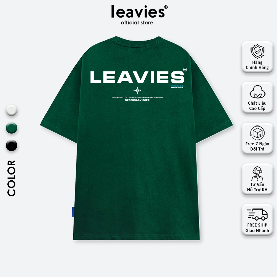 Áo thun local brand LEAVIES® Basic Tee 05 dark green - unisex form rộng