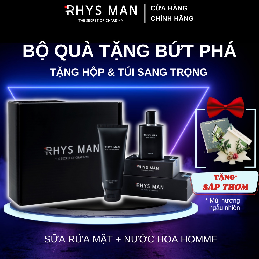 Bộ Quà Tặng Nam - Sữa rửa mặt nam Rhys Coconut Fresh 100ml & Nước hoa nam Rhys Homme 50ml - Combo Bứt Phá
