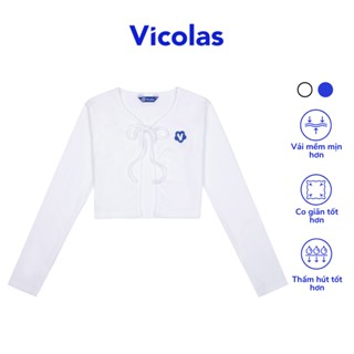 Áo khoác cardigan croptop tay dài Vicolas cổ tròn cột dây chất thun gân - VICO4 CARDIGAN CROPTOP