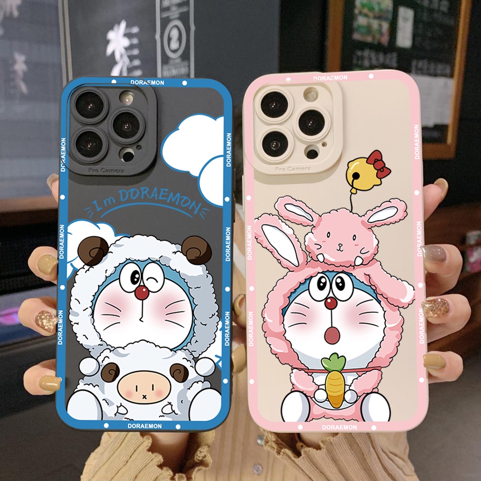 Ốp Điện Thoại Góc Vuông Hình Doraemon Dễ Thương Cho Samsung Galaxy S23 S22 Plus Note 20 Ultra S21 FE S20