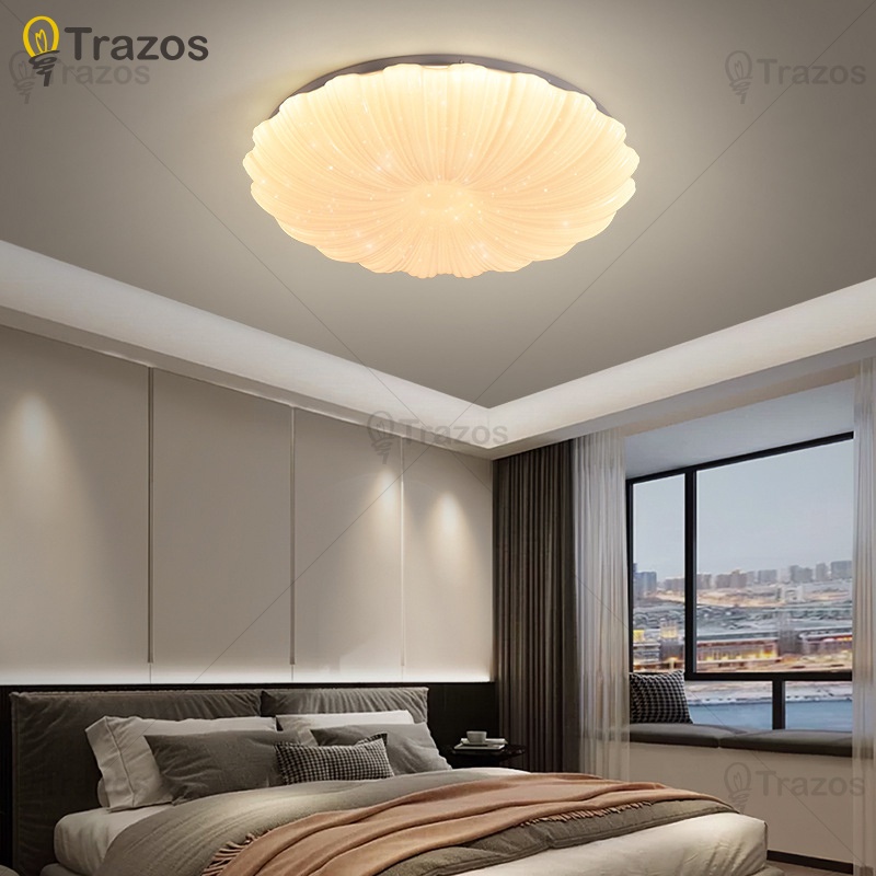 Đèn LED gắn trần nhà Trazos dạng tròn phong cách Bắc Âu hiện đại có 3 màu tuỳ chọn