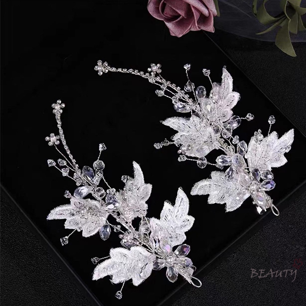 Cặp Kẹp Tóc Bên Hông Thêu Trang Sức Sang Trọng Phong Cách Hàn Quốc Thích Hợp Sử Dụng Hàng Ngày Tại Nhà