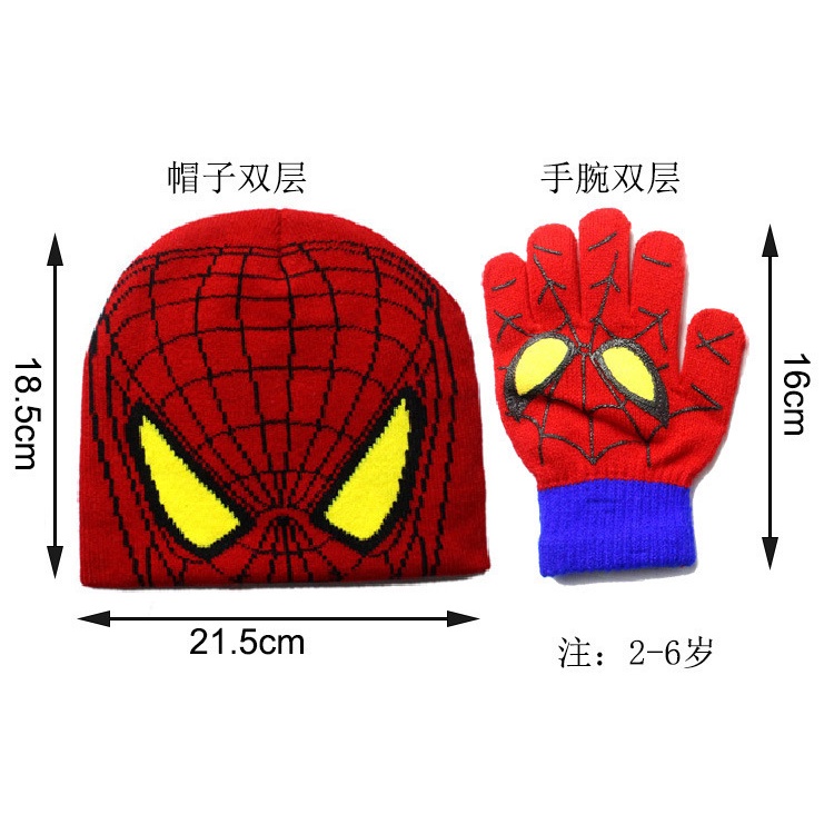 DISNEY Bộ Mũ Dệt Kim Và Găng Tay Hóa Trang Marvel Spiderman Cho Bé Trai