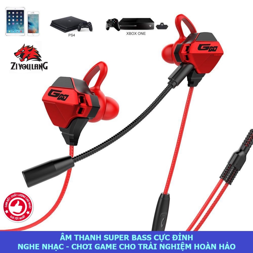 Tai Nghe Nhét Tai Gaming In-Ear, Tặng Bộ Chuyển Đổi Cho Pc, Chống Ồn Tốt, Micro Rời G10