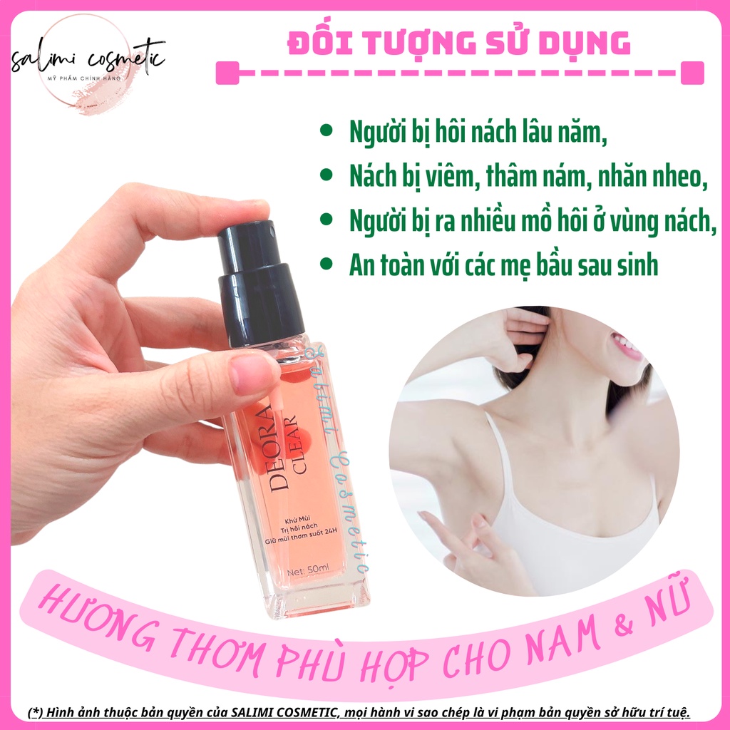 COMBO 2 Lọ Xịt Khử Mùi DEORA CLEAR - Hôi Nách, Hôi Chân, Thâm Nách, Ra Mồ Hôi Nách - HÀNG CHÍNH HÃNG