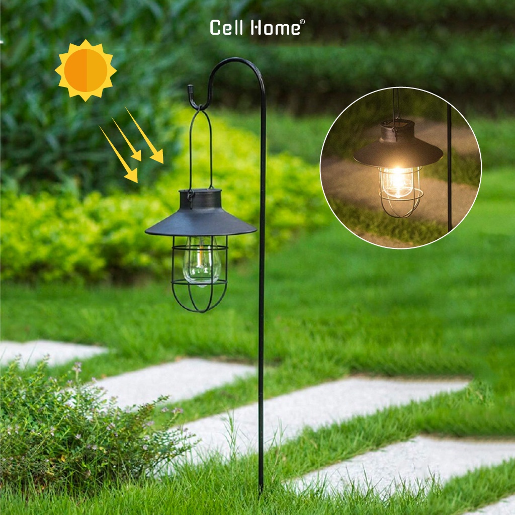 Đèn sân vườn năng lượng mặt trời móc treo Shepherd kim loại cổ điển sang trọng tự động chiếu sáng