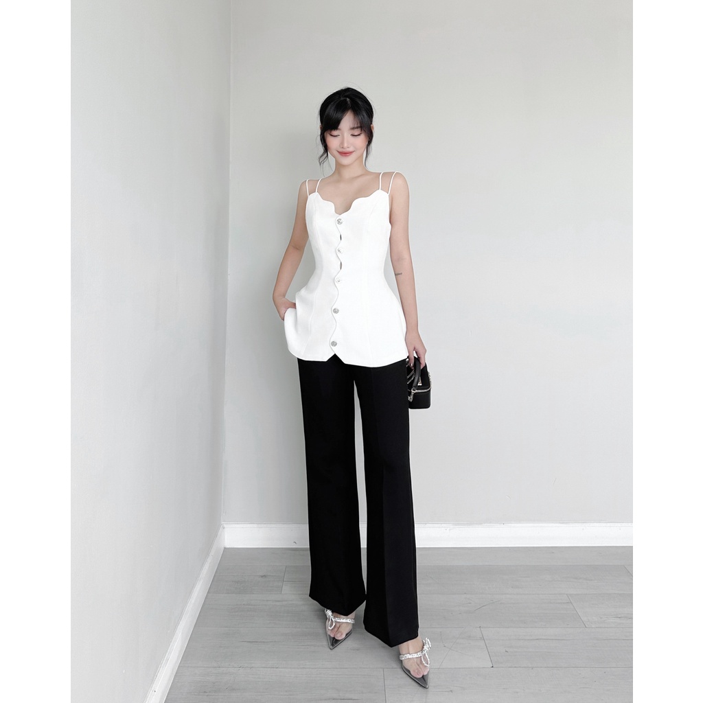 Áo dây phối nút bạc cắt gợn sóng , Peace House Clothing